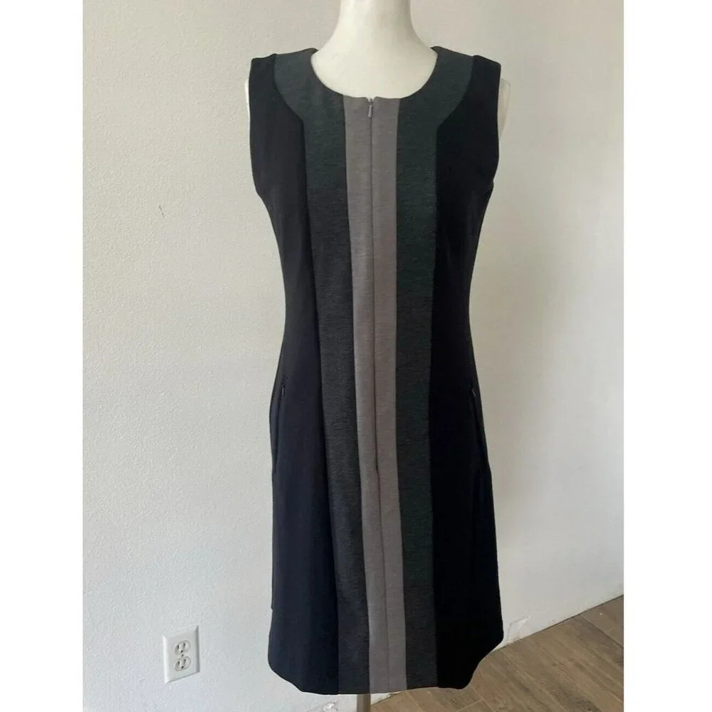 Oleg Cassini Sheath Dress Women's Size 2 Zip up Front Lined Casual Sleeveless